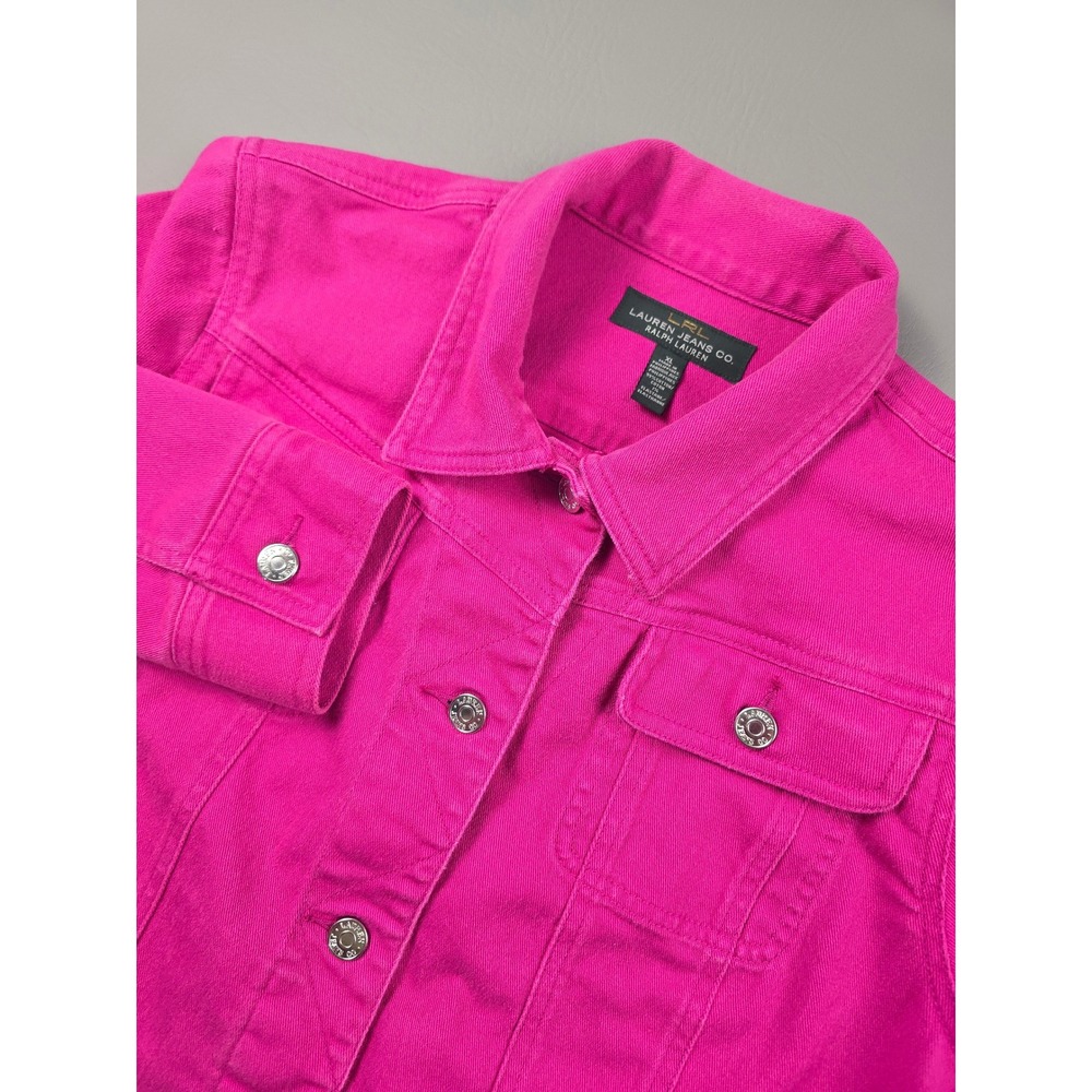 Lauren Jeans Co Ralph Lauren Pink Denim Trucker Jacket XL Vibrant Cotton Blend